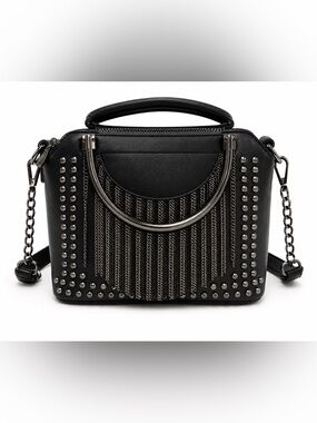 Elegant Black Studded Satchel